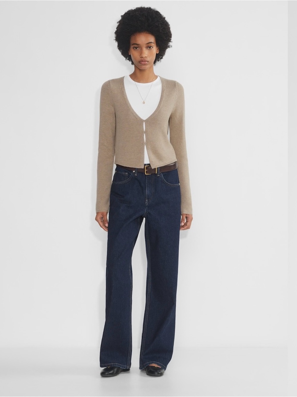 Aritzia Wilfred Oatmeal Neutral Basque Wool Cotton Button Down Cardigan Small